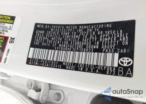 2014 Toyota Corolla L из США, поврежденный, VIN 5YFBURHE1EP158023